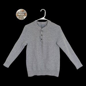 Bonobos Slim Fit Henley Sweater Men’s L Gray 100% Merino Wool